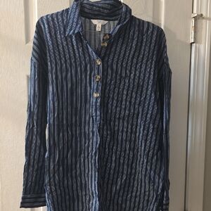 Striped Blue Button-Up Shirt